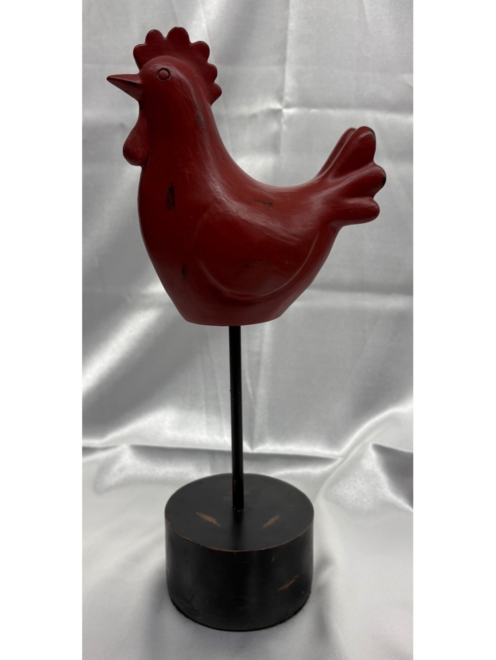Vintage 2004 Target Autumn Market Folk Art Red Rooster Figurine on Stand